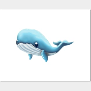 Cute Whale Drawing Posters and Art